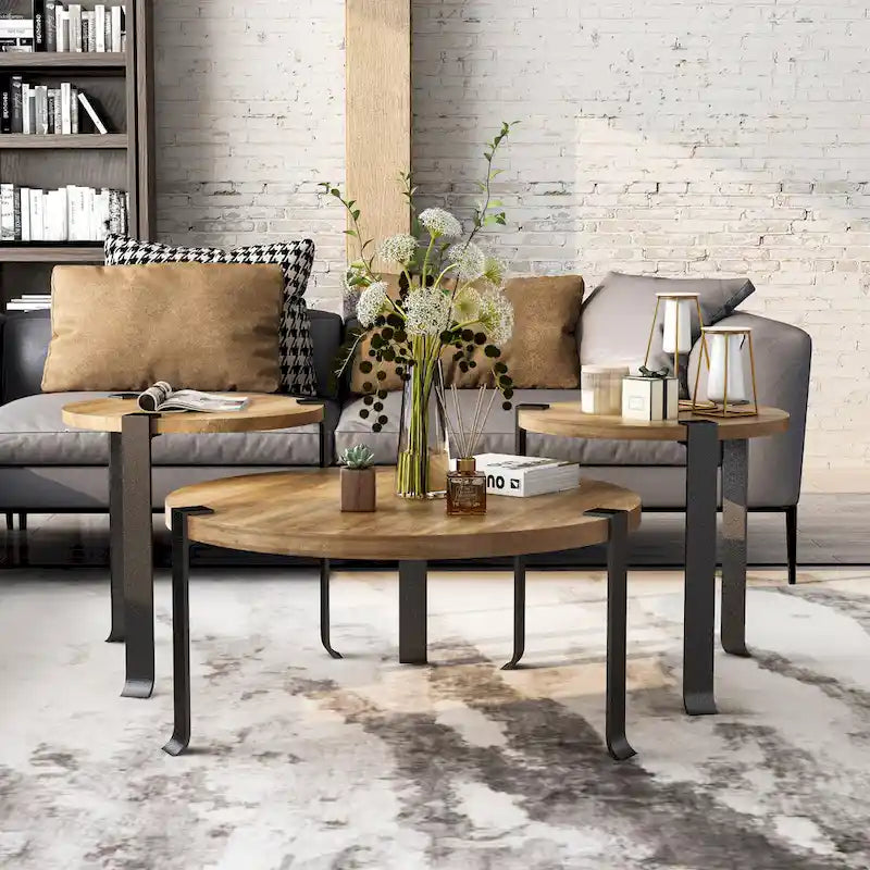 Ensemble de 3 tables basses et tables d'appoint rondes en acier Moril Transitional de 41 pouces, par Furniture of America