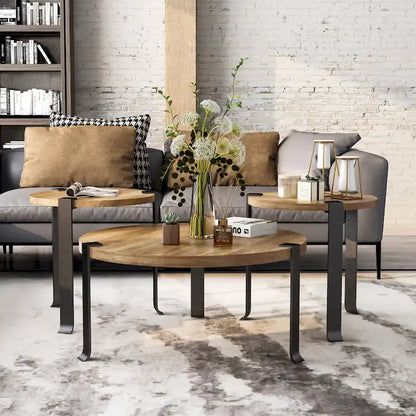 Ensemble de 3 tables basses et tables d'appoint rondes en acier Moril Transitional de 41 pouces, par Furniture of America
