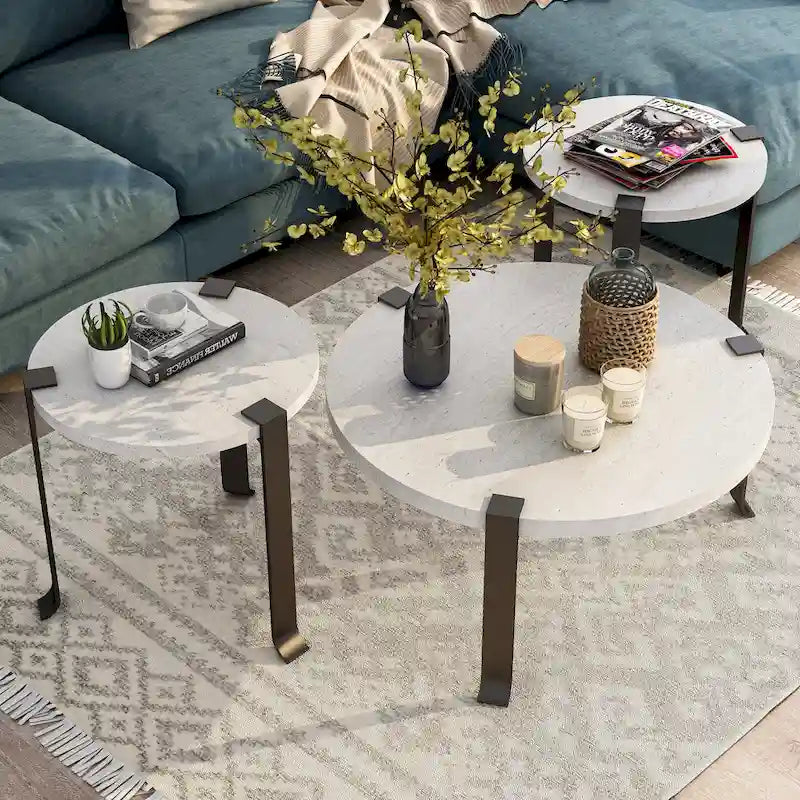 Ensemble de 3 tables basses et tables d'appoint rondes en acier Moril Transitional de 41 pouces, par Furniture of America