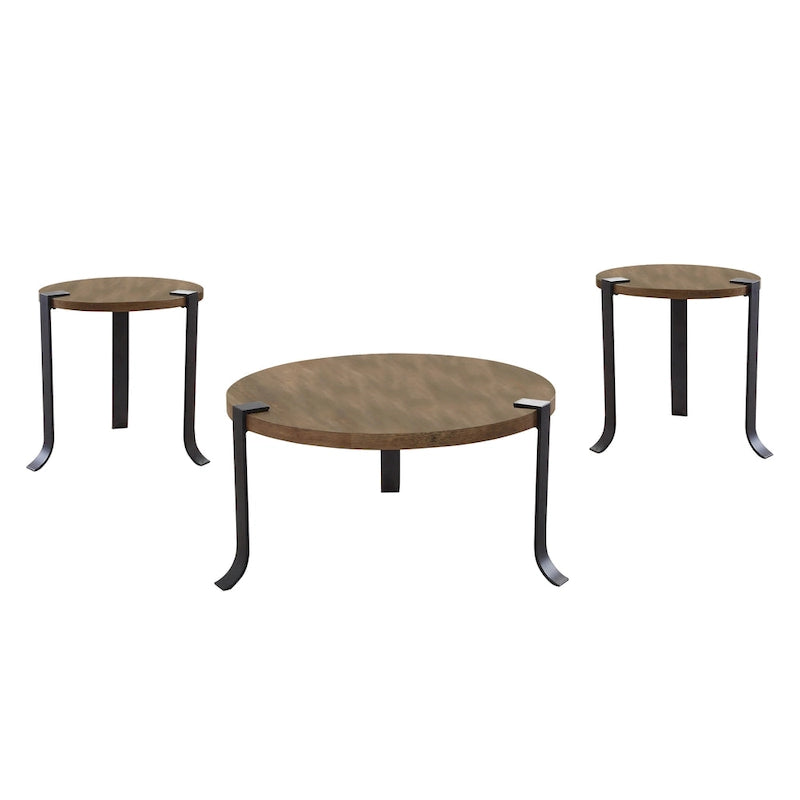 Ensemble de 3 tables basses et tables d'appoint rondes en acier Moril Transitional de 41 pouces, par Furniture of America