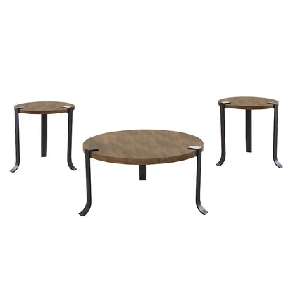 Ensemble de 3 tables basses et tables d'appoint rondes en acier Moril Transitional de 41 pouces, par Furniture of America