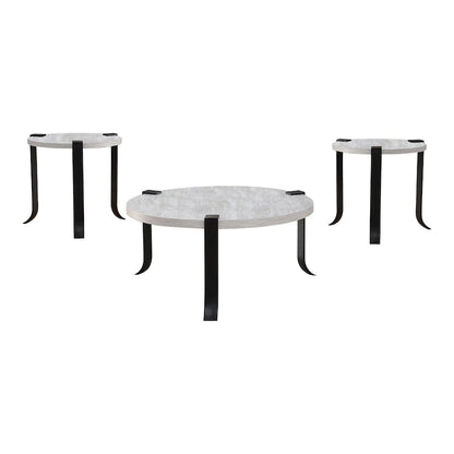 Ensemble de 3 tables basses et tables d'appoint rondes en acier Moril Transitional de 41 pouces, par Furniture of America
