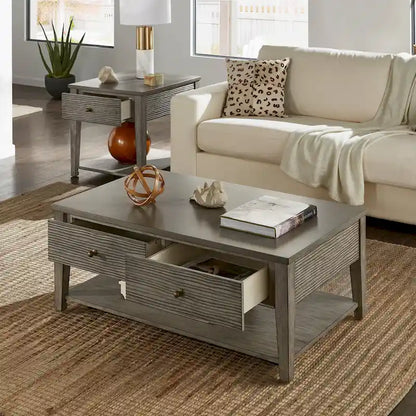 Table Coober en fibrociment gris antique avec étagère par iNSPIRE Q Modern