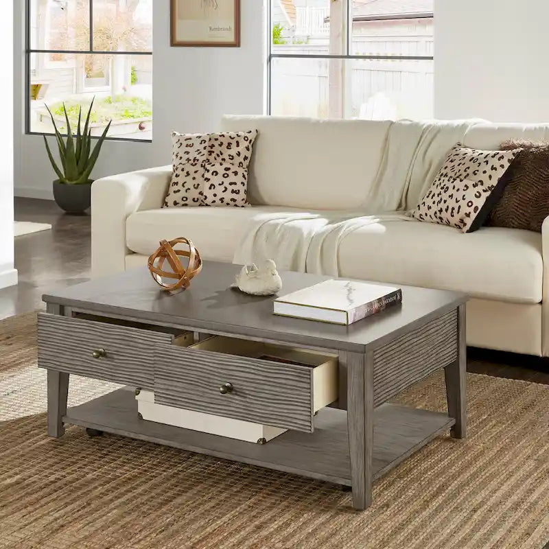 Table Coober en fibrociment gris antique avec étagère par iNSPIRE Q Modern