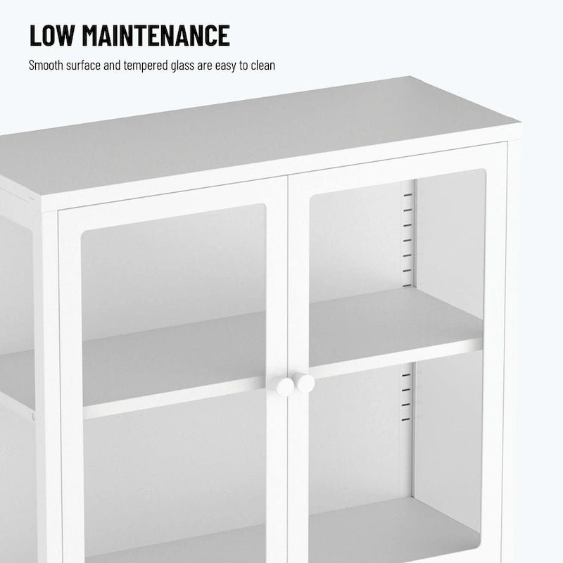 Notre armoire de rangement à porte vitrée avec étagères réglables