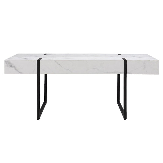 HomeRoots 43 White Faux Marble And Metal Rectangular Coffee Table - 43.25