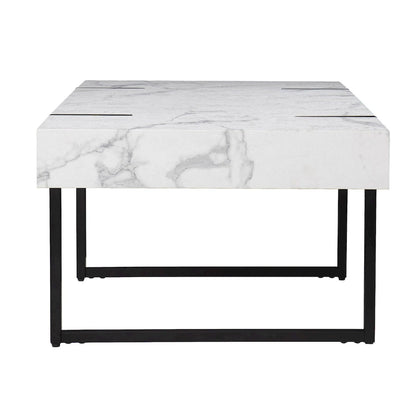 Table basse rectangulaire HomeRoots 43 en faux marbre blanc et métal - 43,25