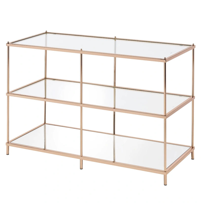 Table d'appoint Scoles Contemporary en verre à 2 étagères de 42 pouces par Furniture of America