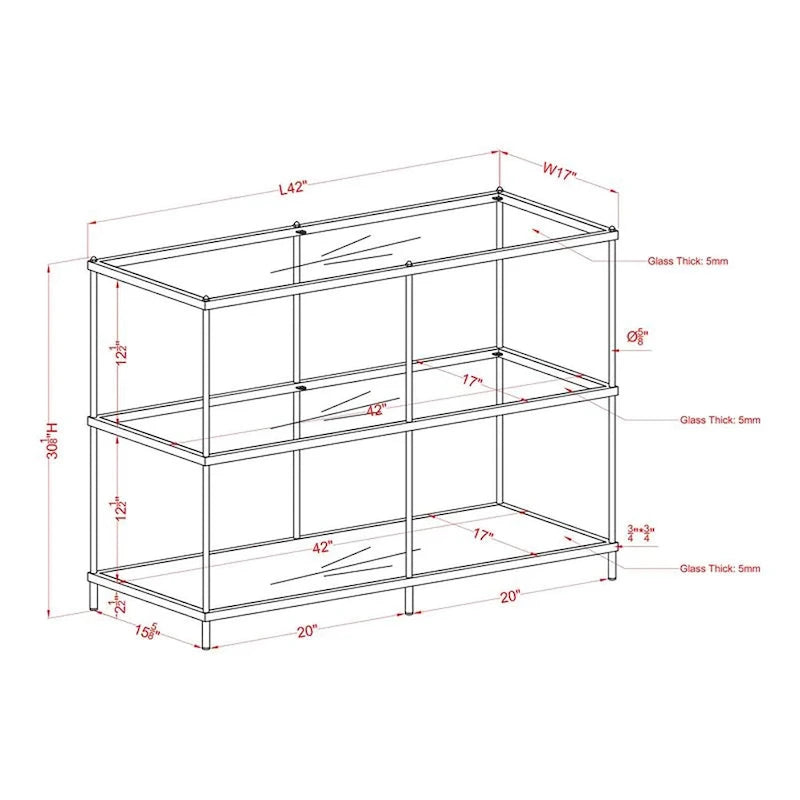 Table d'appoint Scoles Contemporary en verre à 2 étagères de 42 pouces par Furniture of America