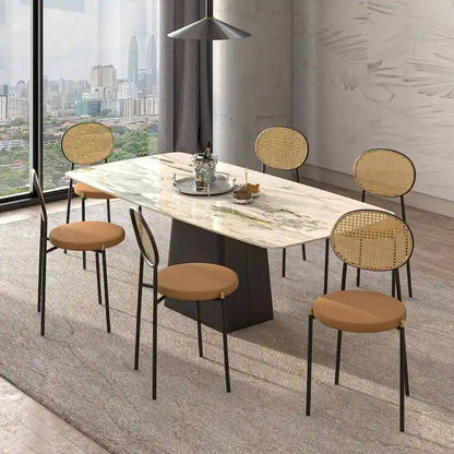 Euston Set of 2 Modern Dining Chair with Wicker Back & Upholstered Velvet Seat for Home Office Living Room & Kitchen