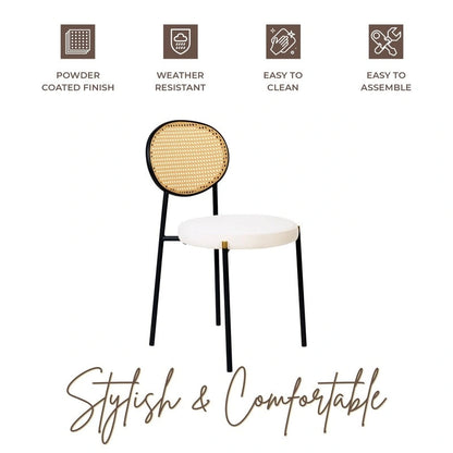 Ensemble de 2 chaises de salle à manger modernes Euston avec dossier en osier et assise en velours rembourrée, idéales pour la maison, le bureau, le salon et la cuisine.