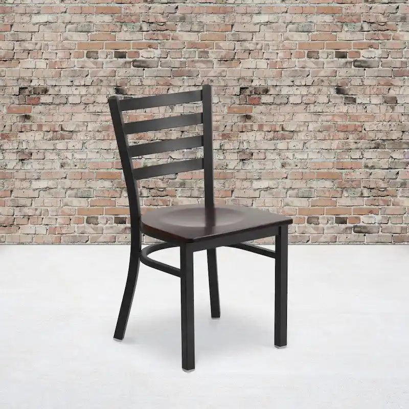 2 Pack Ladder Back Metal Restaurant Chair - 16.5W x 17D x 32.25H - 16.5W x 17D x 32.25H
