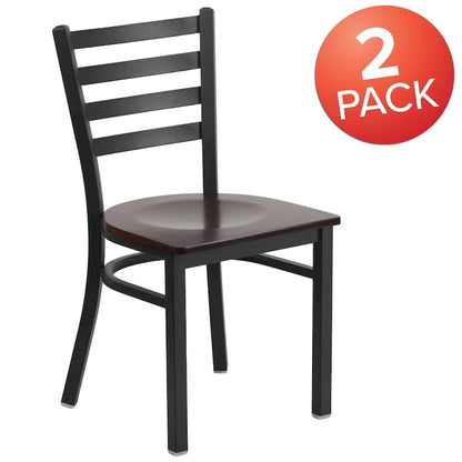 Lot de 2 chaises de restaurant en métal à dossier échelle - 42 cm (L) x 43 cm (P) x 82 cm (H)