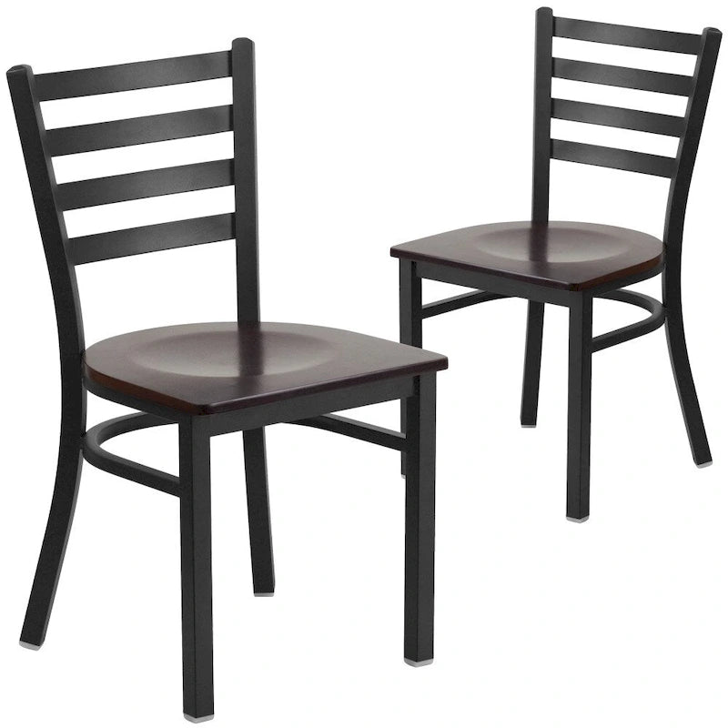 Lot de 2 chaises de restaurant en métal à dossier échelle - 42 cm (L) x 43 cm (P) x 82 cm (H)