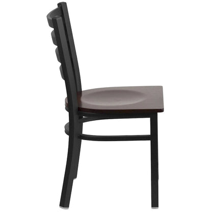 Lot de 2 chaises de restaurant en métal à dossier échelle - 42 cm (L) x 43 cm (P) x 82 cm (H)