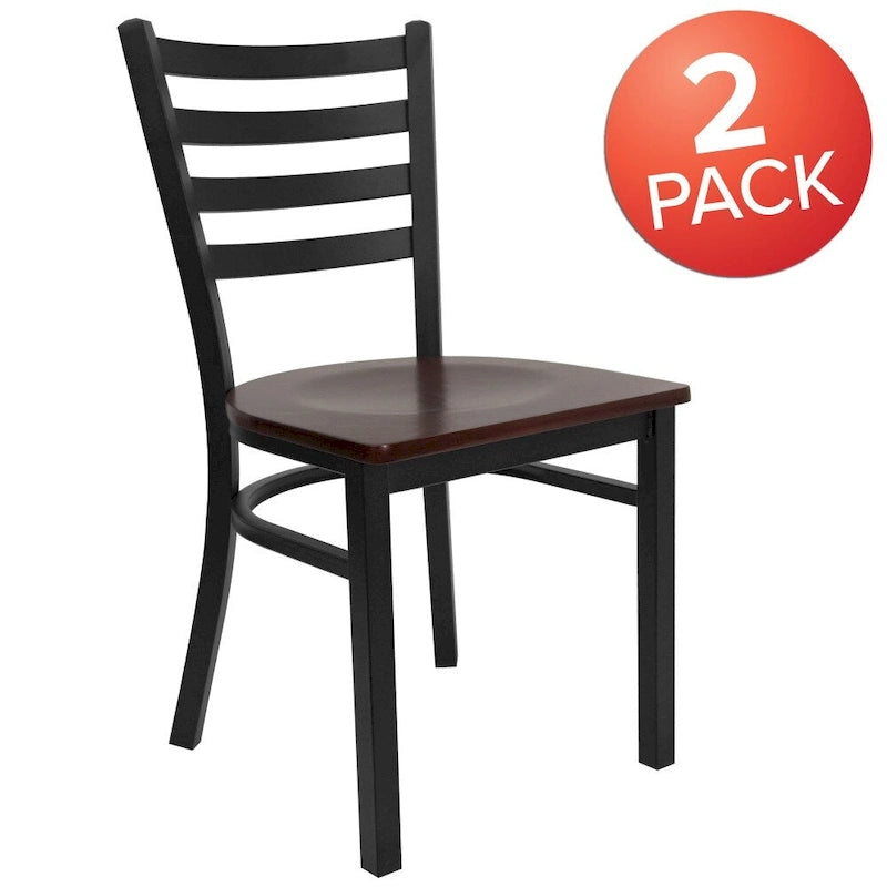 Lot de 2 chaises de restaurant en métal à dossier échelle - 42 cm (L) x 43 cm (P) x 82 cm (H)
