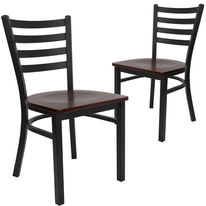 Lot de 2 chaises de restaurant en métal à dossier échelle - 42 cm (L) x 43 cm (P) x 82 cm (H)