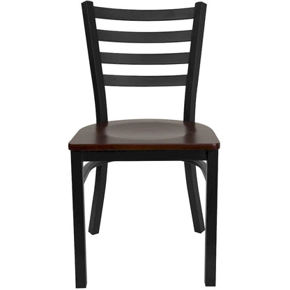 Lot de 2 chaises de restaurant en métal à dossier échelle - 42 cm (L) x 43 cm (P) x 82 cm (H)