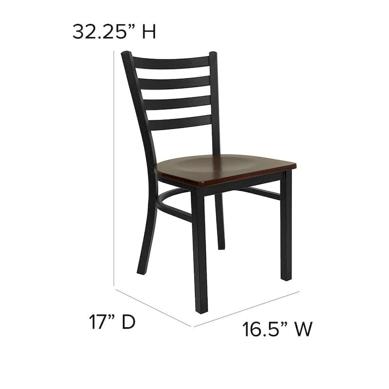 Lot de 2 chaises de restaurant en métal à dossier échelle - 42 cm (L) x 43 cm (P) x 82 cm (H)