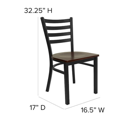 Lot de 2 chaises de restaurant en métal à dossier échelle - 42 cm (L) x 43 cm (P) x 82 cm (H)