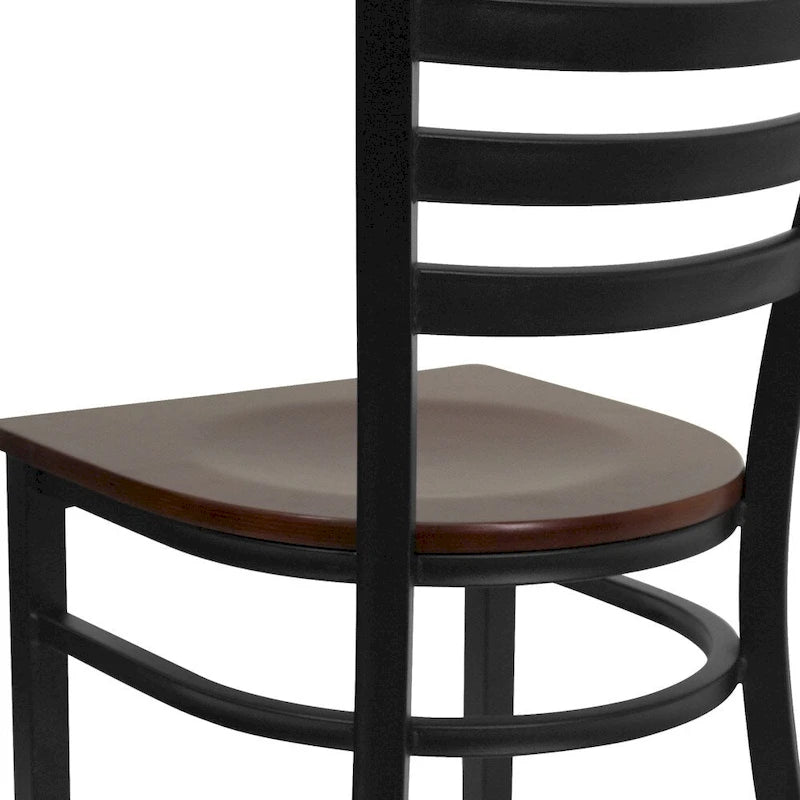 Lot de 2 chaises de restaurant en métal à dossier échelle - 42 cm (L) x 43 cm (P) x 82 cm (H)