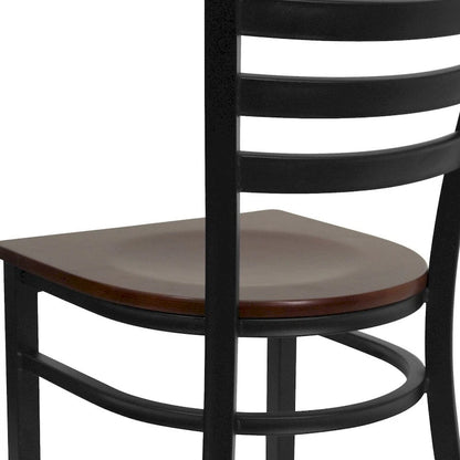 Lot de 2 chaises de restaurant en métal à dossier échelle - 42 cm (L) x 43 cm (P) x 82 cm (H)