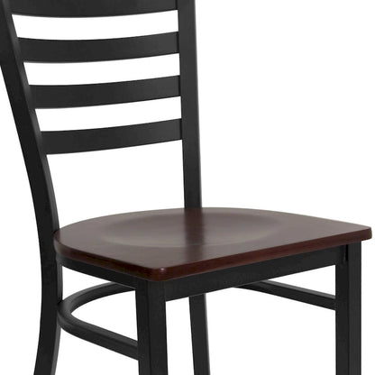 Lot de 2 chaises de restaurant en métal à dossier échelle - 42 cm (L) x 43 cm (P) x 82 cm (H)