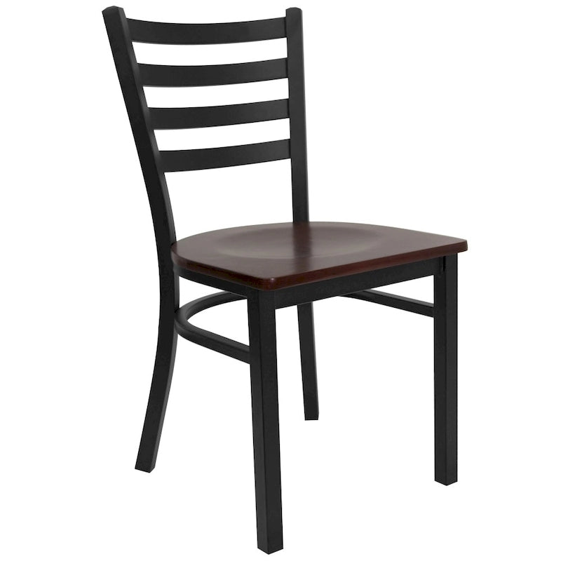 Lot de 2 chaises de restaurant en métal à dossier échelle - 42 cm (L) x 43 cm (P) x 82 cm (H)