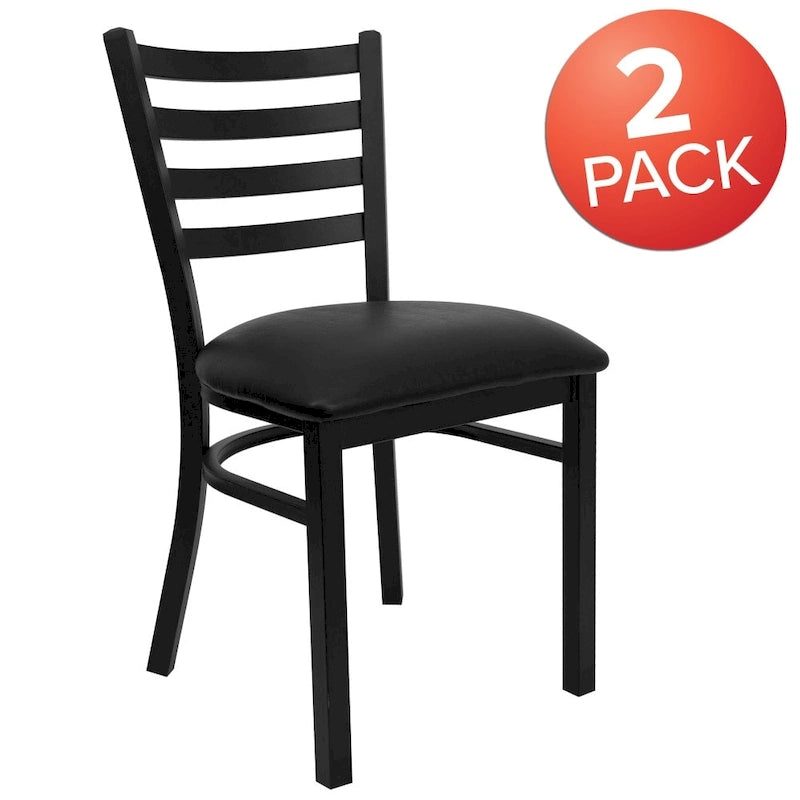 Lot de 2 chaises de restaurant en métal à dossier échelle - 42 cm (L) x 43 cm (P) x 82 cm (H)