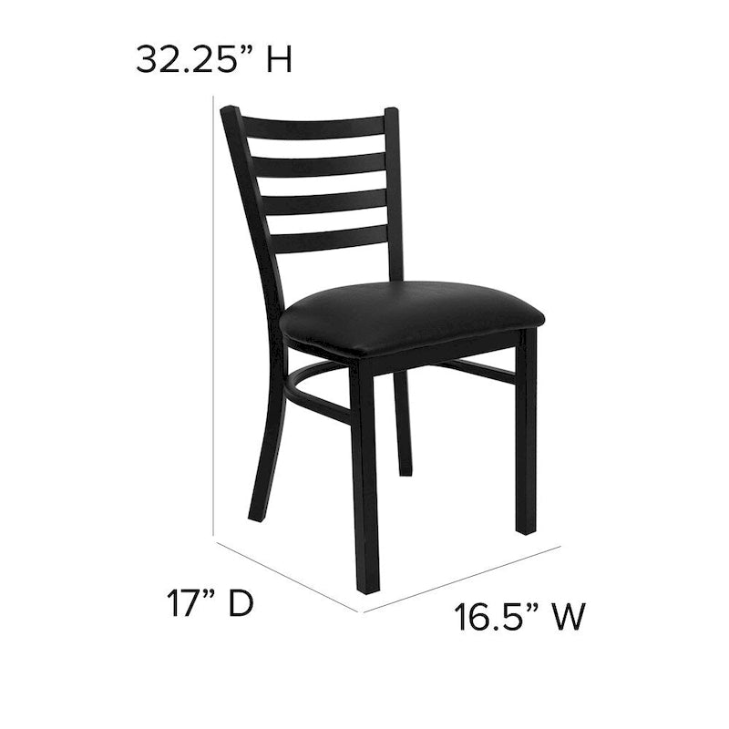Lot de 2 chaises de restaurant en métal à dossier échelle - 42 cm (L) x 43 cm (P) x 82 cm (H)