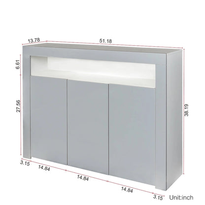 Sideboard Storage Cabinet High Gloss with LED Light