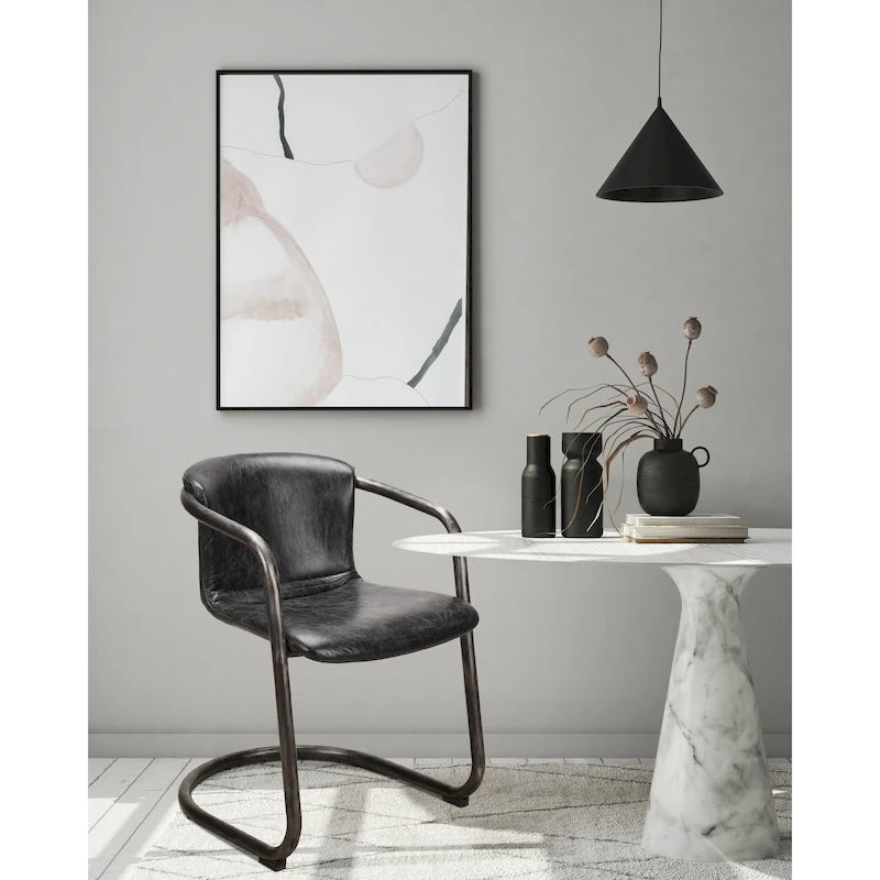 Chaises de salle à manger modernes en cuir Macari Frita, lot de 2