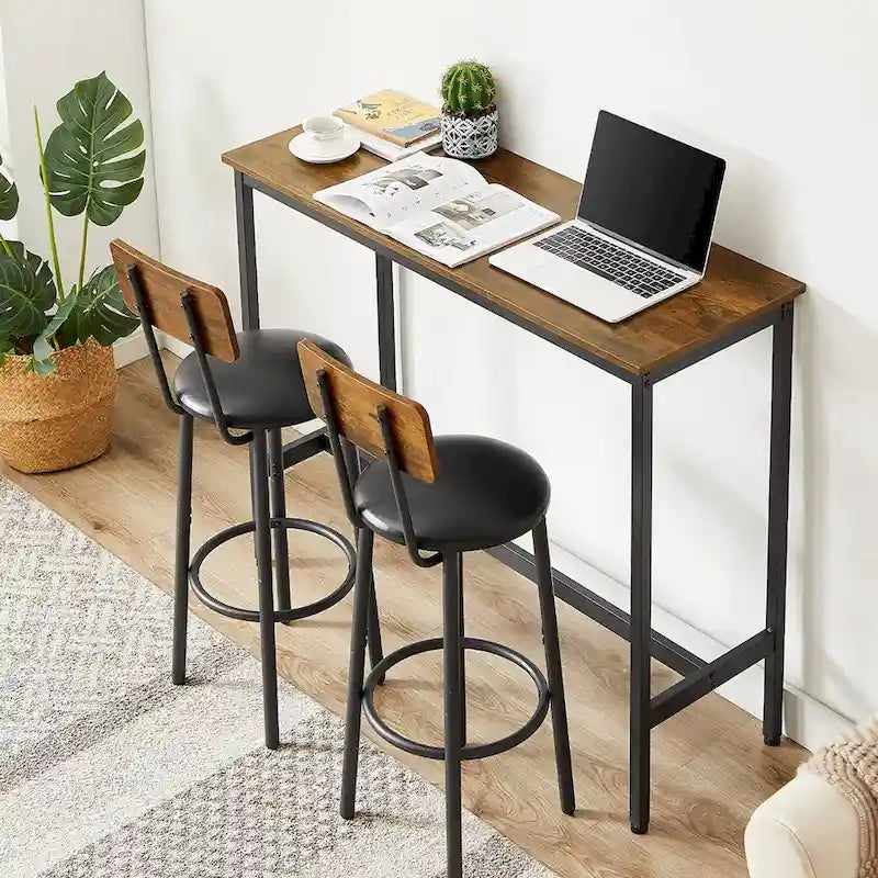 Ensemble bistro 3 pièces, table à manger et tabourets rembourrés avec dossier