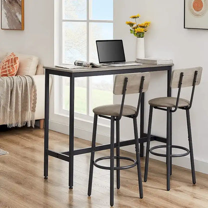 Ensemble bistro 3 pièces, table à manger et tabourets rembourrés avec dossier