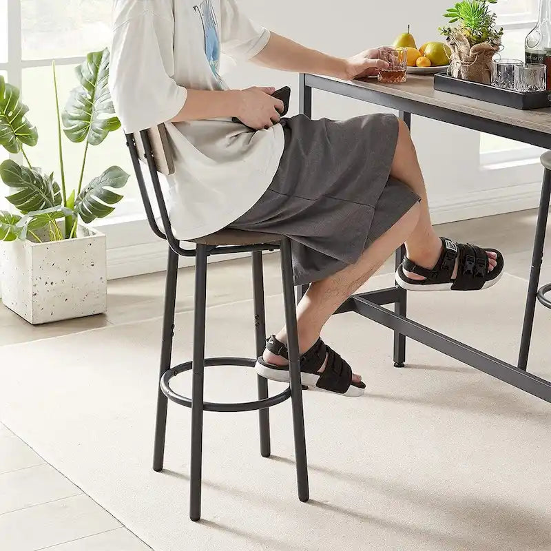 Ensemble bistro 3 pièces, table à manger et tabourets rembourrés avec dossier