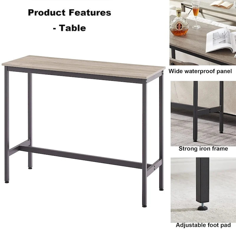 Ensemble bistro 3 pièces, table à manger et tabourets rembourrés avec dossier