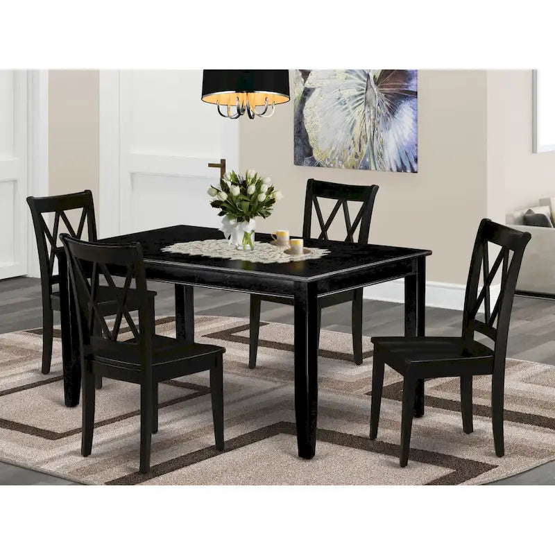 Ensemble de salle à manger East West Furniture comprenant une table de cuisine rectangulaire et des chaises de salle à manger, noir (option de pièces)