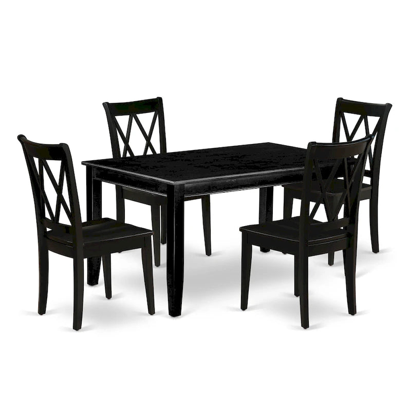 Ensemble de salle à manger East West Furniture comprenant une table de cuisine rectangulaire et des chaises de salle à manger, noir (option de pièces)