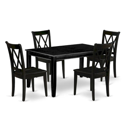 Ensemble de salle à manger East West Furniture comprenant une table de cuisine rectangulaire et des chaises de salle à manger, noir (option de pièces)