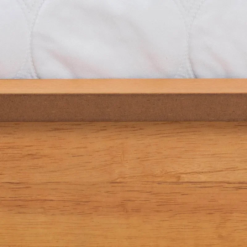 Cadre de lit double Efren de style moderne du milieu du siècle, finition chêne miel