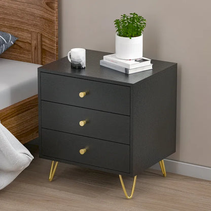 21.6 Tall 3 - Drawer Nightstand White/Grey/Black(1 Piece)