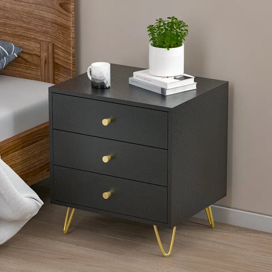 21.6 Tall 3 - Drawer Nightstand White/Grey/Black(1 Piece)