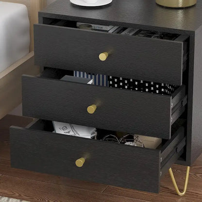 Table de chevet 3 tiroirs de 21,6 pouces de haut, blanc/gris/noir (1 pièce)