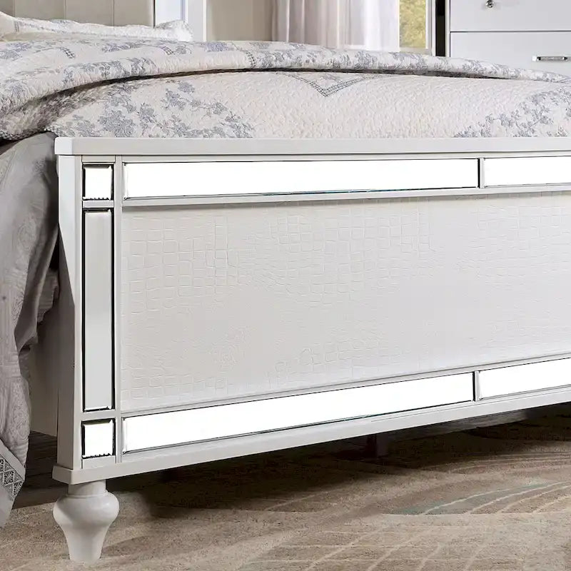 Lit Derc moderne en bois massif capitonné avec panneau rembourré et éclairage LED, par Furniture of America