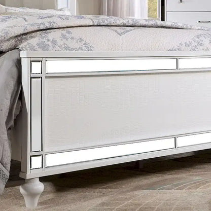 Lit Derc moderne en bois massif capitonné avec panneau rembourré et éclairage LED, par Furniture of America