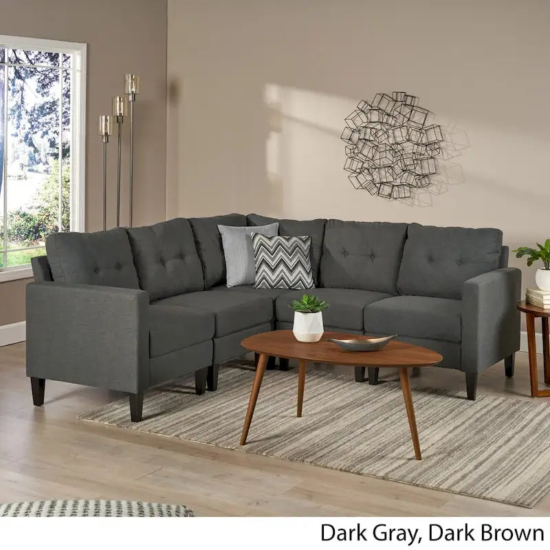 Ensemble de canapés d'angle 5 pièces Emmie de style moderne du milieu du siècle par Christopher Knight Home