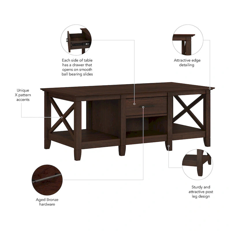 Table basse Key West avec rangement par Bush Furniture