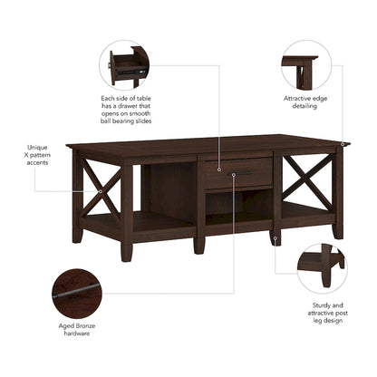 Table basse Key West avec rangement par Bush Furniture