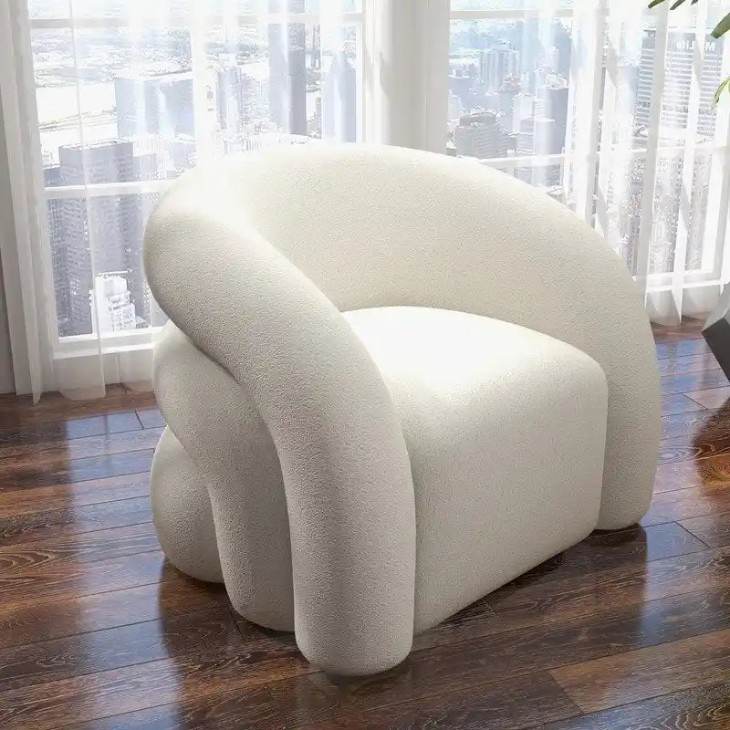 Fauteuil d'appoint SEYNAR Modern Glam pivotant à 360 degrés, revêtu d'un tissu Teddy et doté d'un dossier capitonné