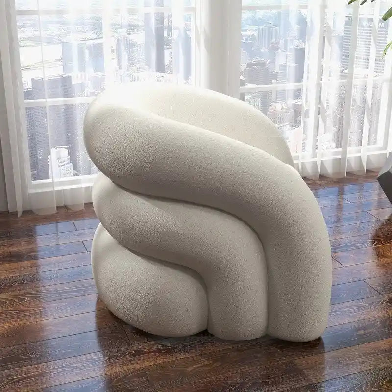 Fauteuil d'appoint SEYNAR Modern Glam pivotant à 360 degrés, revêtu d'un tissu Teddy et doté d'un dossier capitonné